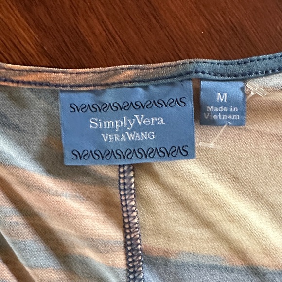 Simply Vera Vera Wang Asymmetrical Blue and Cream Dress size medium - Picture 2 of 7